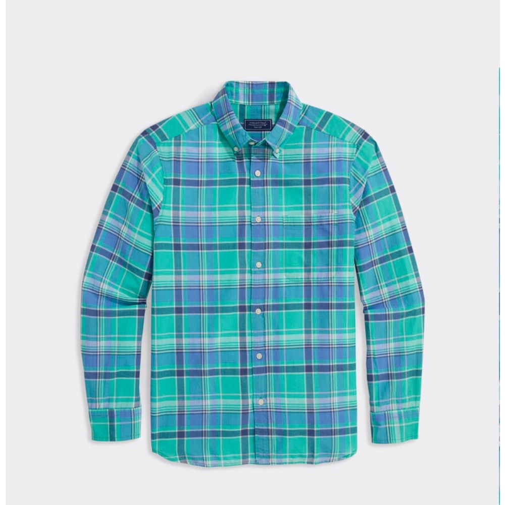 Vineyard Vines Men’s Lightweight Cotton Madras Shirt - M